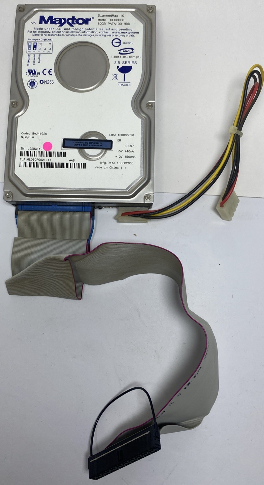 Maxtor Diamondmax 10 6L080P0 80GB 7200 RPM ATA133 IDE 3.5" Hard Drive TESTED