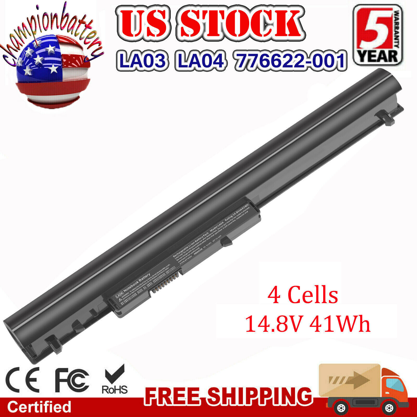 Replace 776622-001 HSTNN-DB6N for HP BATTERY Laptop 14.8V 2200mAh 15-F 15-F305DX