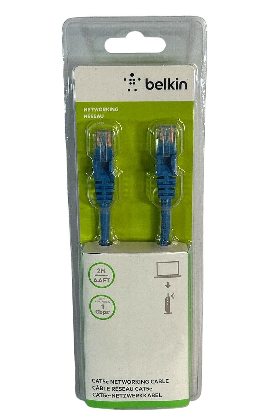 Belkin Cat5e Networking Cable 2M 6.6ft Blue Ethernet Cable Up To 1 Gbps NEW