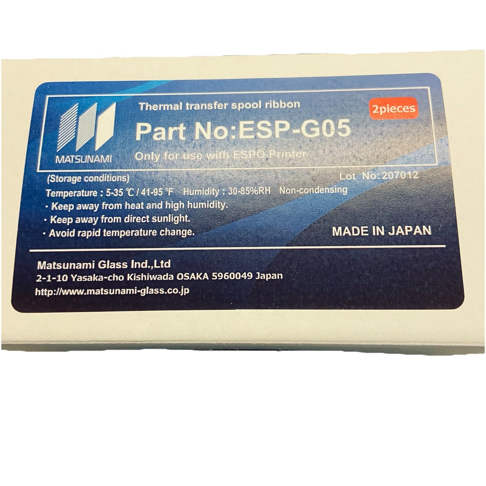 Free Shipping ESPO Printer Thermal Transfer Ribbon (Box of 2) MATSUNAMI ESP-G05