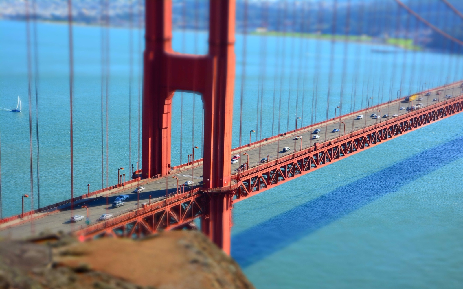 Landscape tilt shift golden gate bridge architecture san Custom Gaming Mat Desk