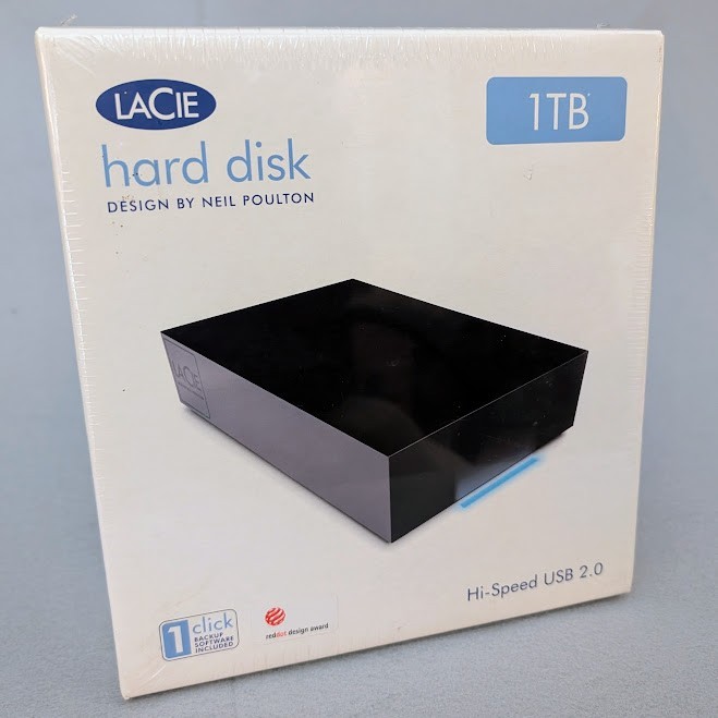 NEW LaCie Hard Disk 1TB Design by Neil Poulton USB 2.0. Unopened Old Stock
