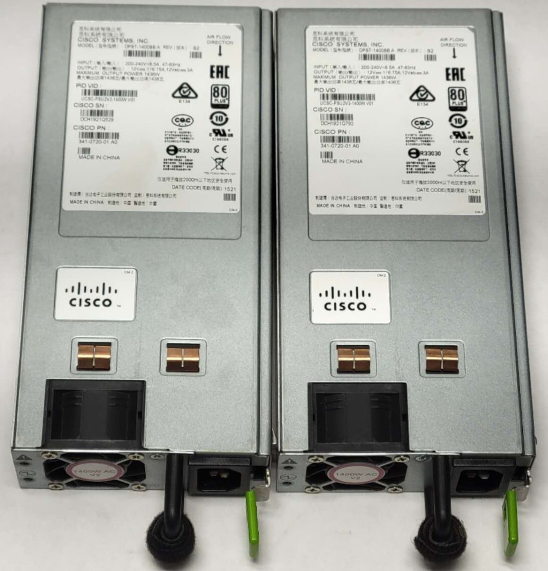 Cisco UCS Hot Swap 1400W 1U Server Power Supply DPST-1400BB 341-0720-01 Lot of 2