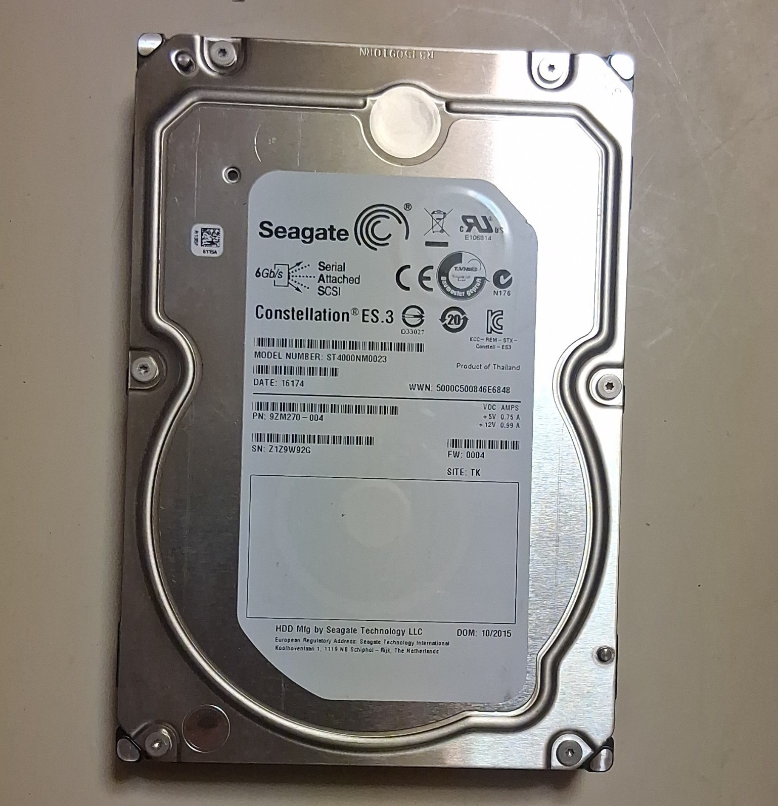 Seagate Constellation ES.3 ST4000NM0023 4TB 3.5" SAS 6Gb/s 7200RPM 128MB HDD