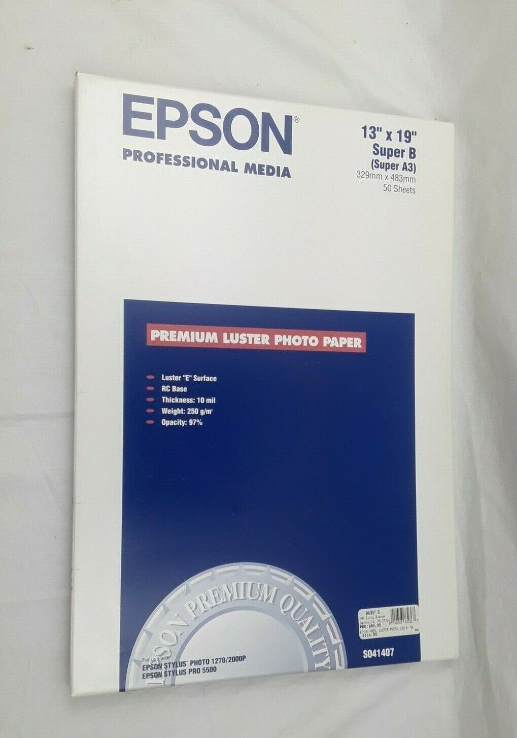 Epson Premium Photo Paper 13x19 SEMI-GLOSS Super B A3 Pack 1 Sealed 2 Opened 80