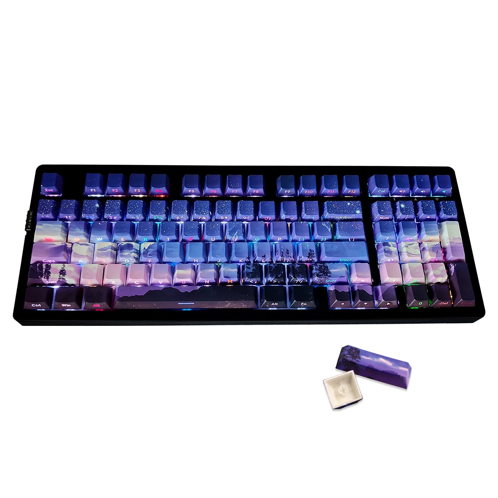 JSJT PBT Keycaps Side-Printed Keycap Set Double Shot Shine Dawn themed