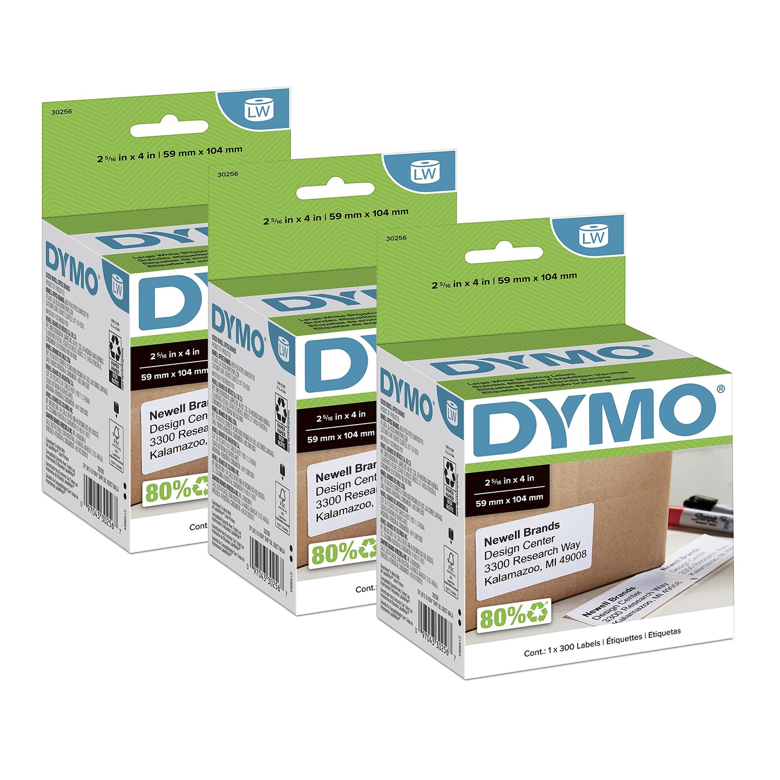 DYMO LW Large Shipping Labels 2-5/16 x 4 3 Rolls 900 Total Authentic LabelWriter