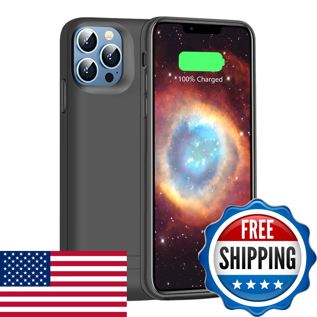 Loytal Battery Case for iPhone 12 Pro Max & 13 Pro Max 6000mAh Black 6.7"