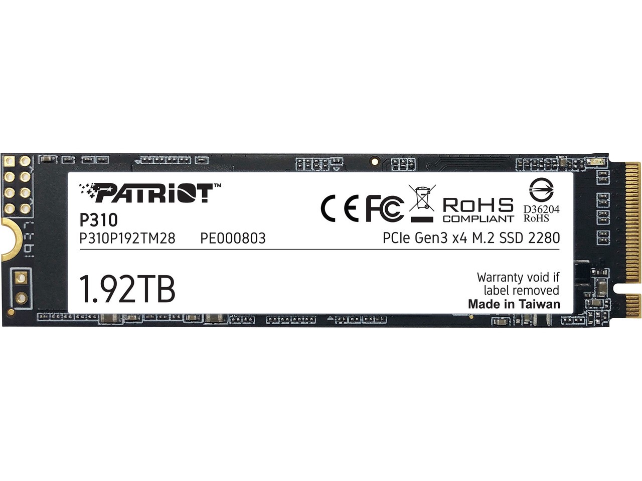 Patriot P310 1.92TB Internal SSD - NVMe PCIe M.2 Gen3 x 4 - Low-Power