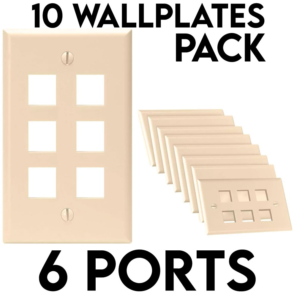 10 Pack Ivory Single Gang Wall Plate Cover Face Plate for Keystone Jack Insert