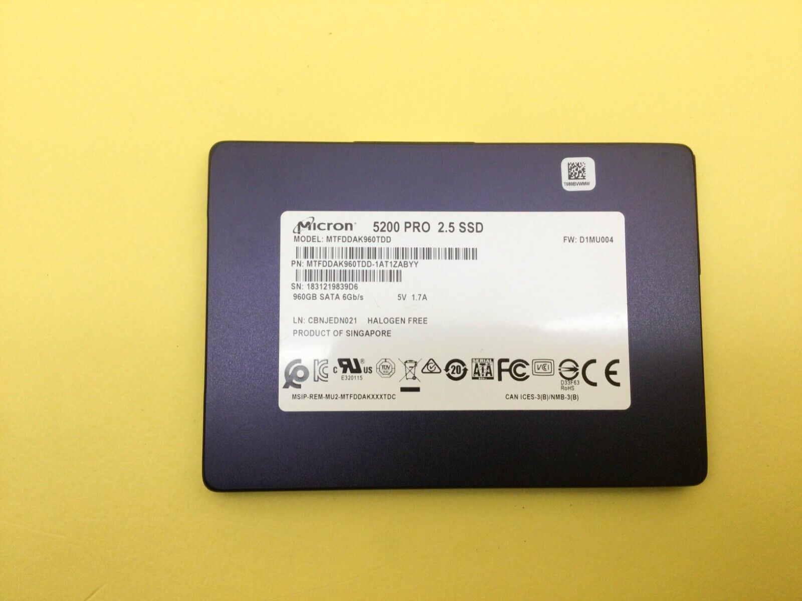 Micron 5200 Pro 960GB SATA 6Gbps 2.5'' SSD MTFDDAK960TDD