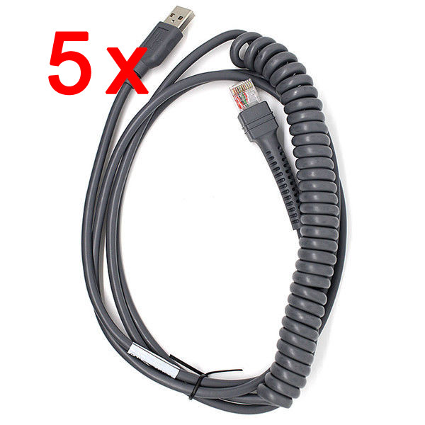 5pc CBA-U12-C09ZAR 9FT Coiled USB Cable for Motorola Symbol LS2208 LS2200 LS4208