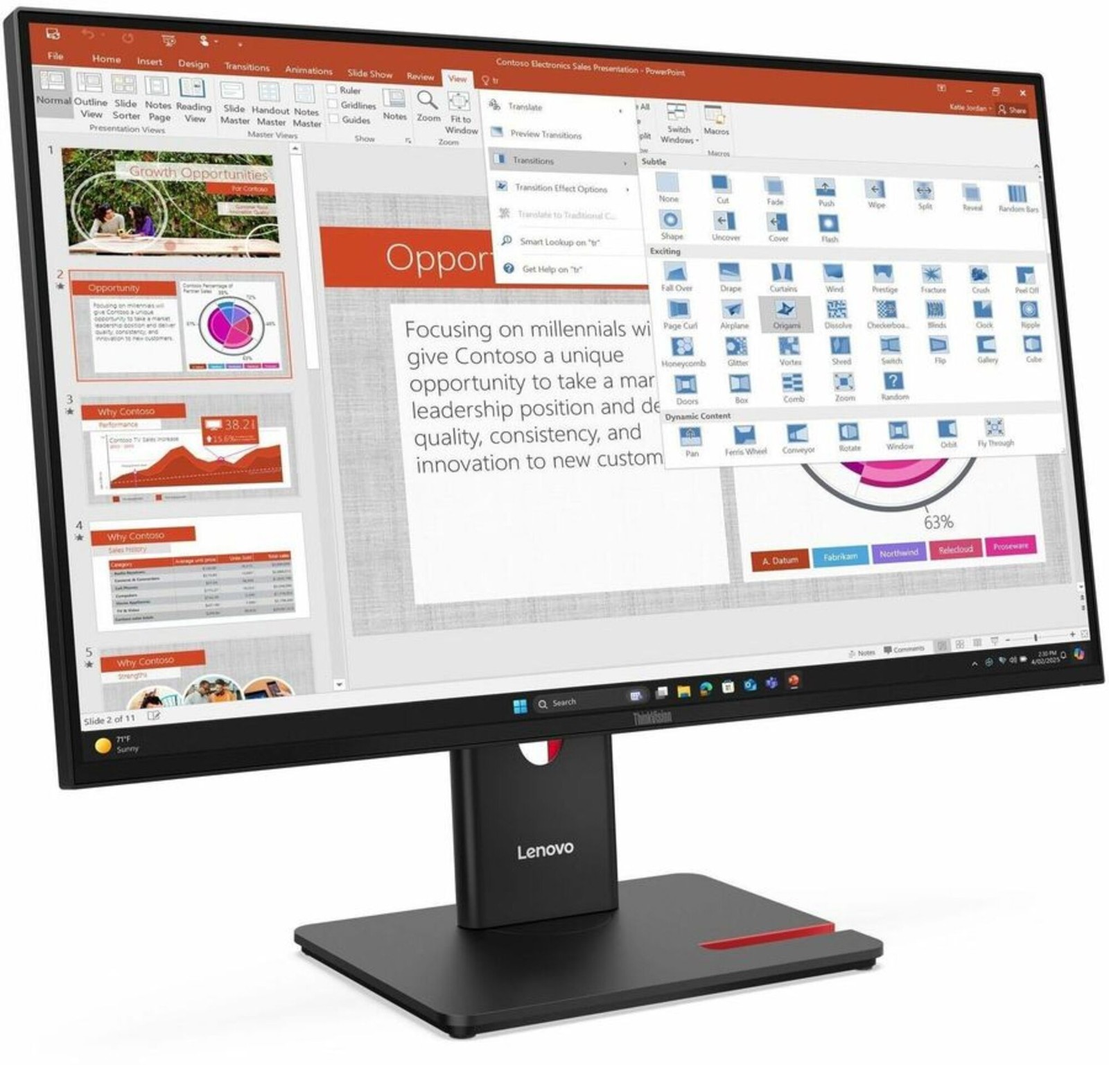 Lenovo - 64A5MAT6UZ - Lenovo ThinkVision T27-40 27 Class Full HD LED Monitor -