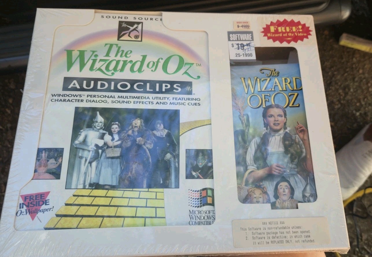 Vintage Wizard Of Oz Audio Clips Sound Source Windows 3.1 Software Bundle VHS