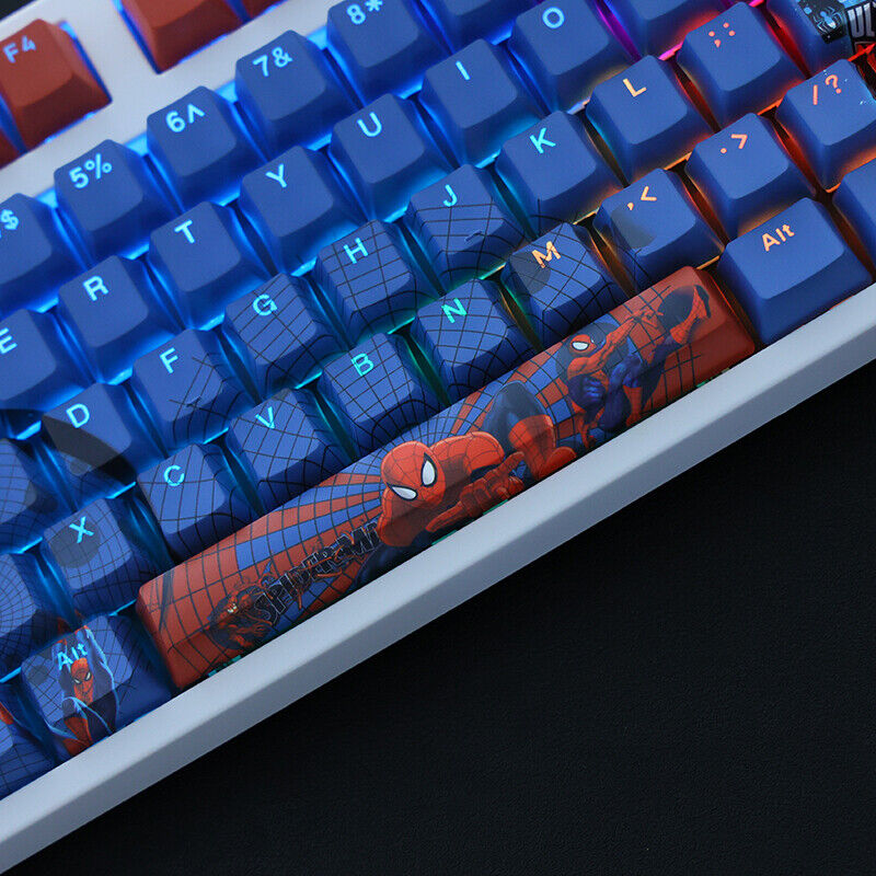 NEW Stock Spiderman 108 PBT Translucent Keycaps OEM Height f/Mechanical Keyboard