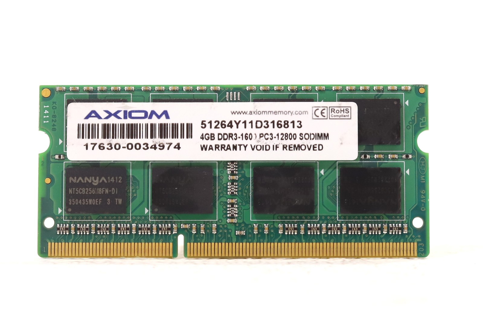Axiom 4GB PC3-12800 DDR3-1600MHz Laptop Memory P/N: 51264Y11D316813 Tested