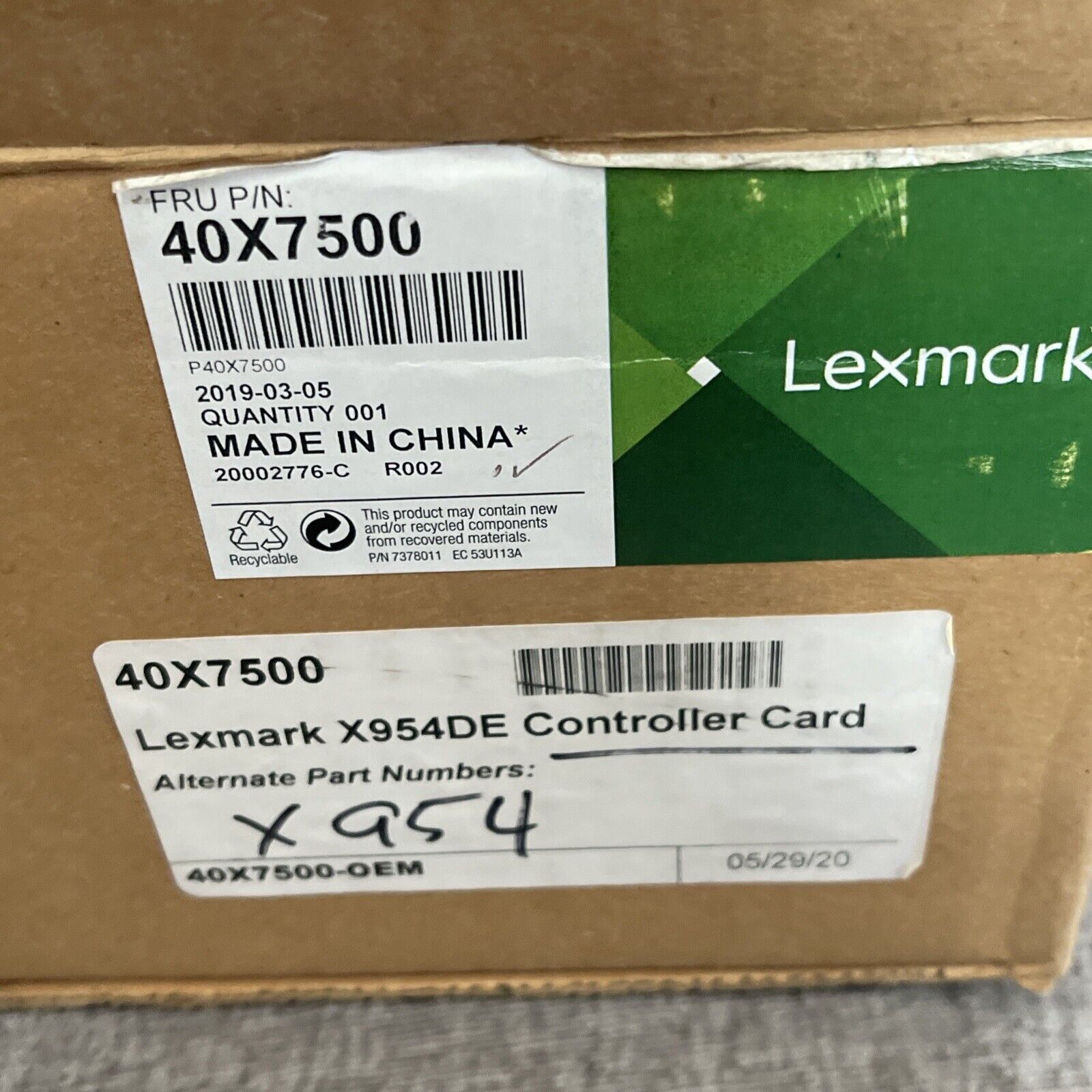 Genuine OEM Lexmark 40X7500 Controller Card X950 Series NEW OPEN BOX X954DE