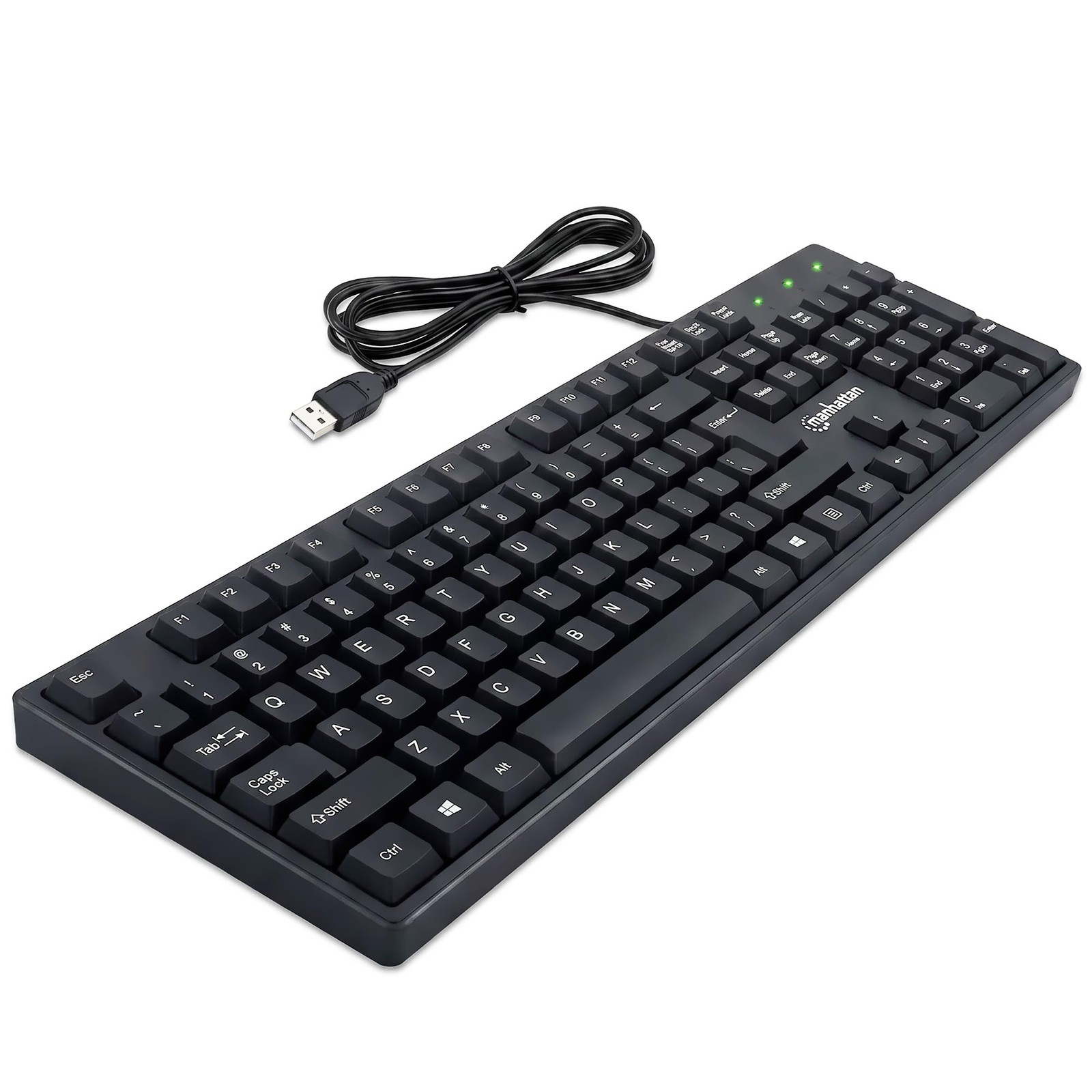 Manhattan Wired Computer Keyboard – Basic Black - with 5 feet,