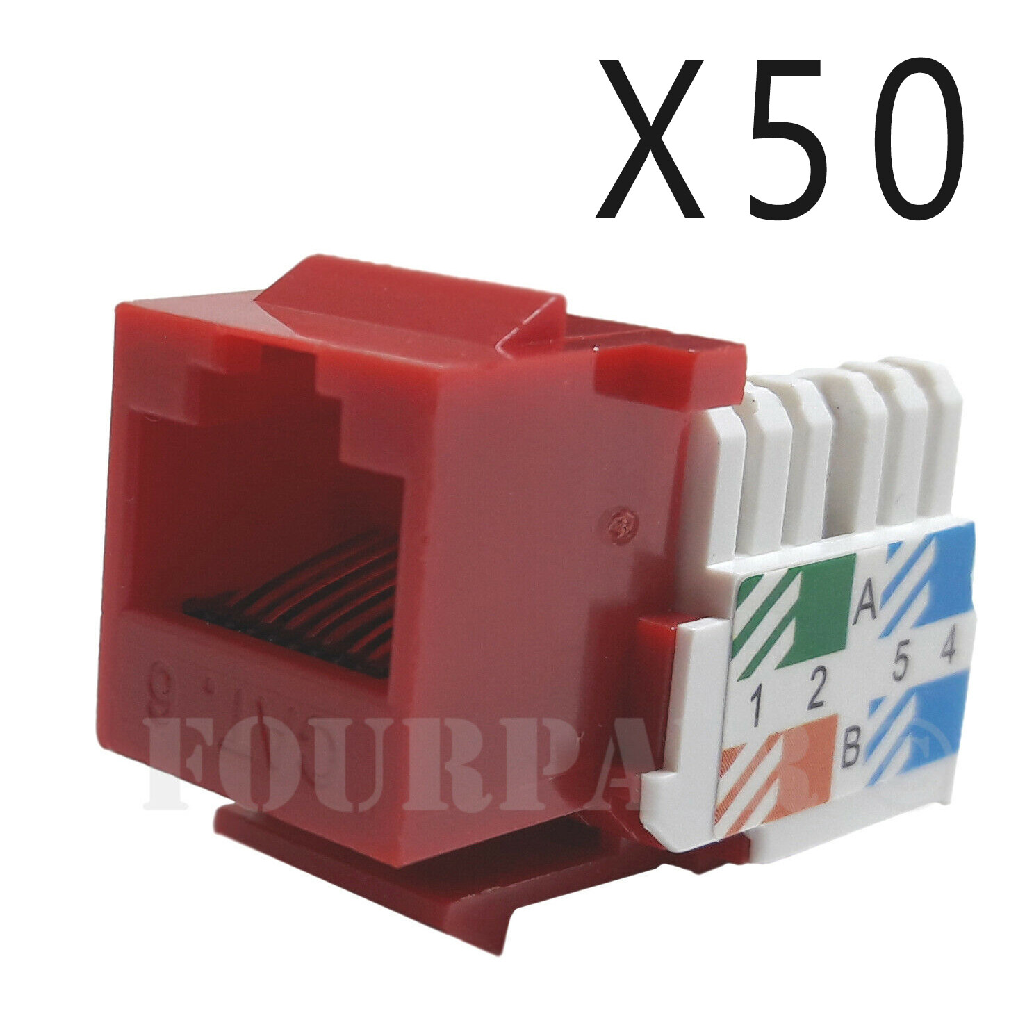 50x Pack Lot CAT6 Network RJ45 Port 110 Punch Down Keystone Snap-In Jack Red