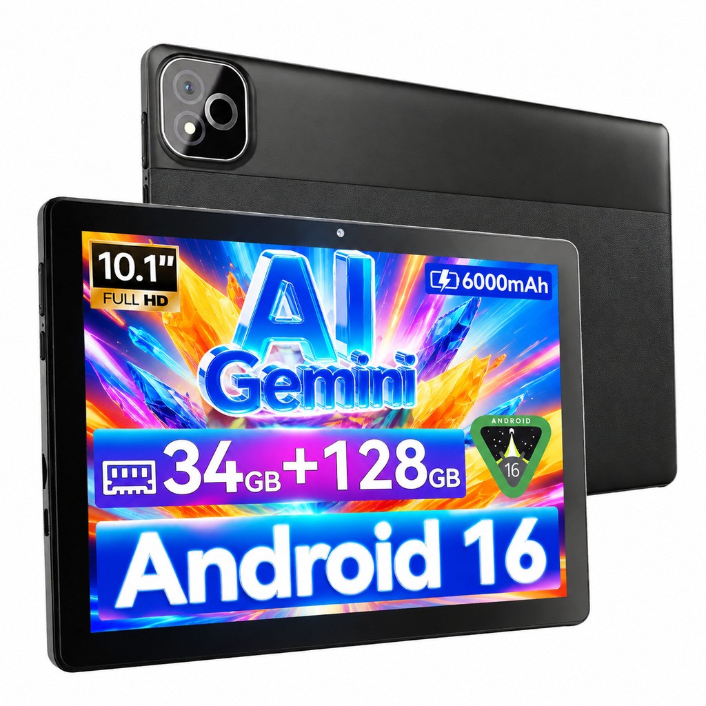 Gemini AI Tablet Android 16 34GB RAM 128GB ROM 11TB Expand Octa-Core A523 Wifi5G
