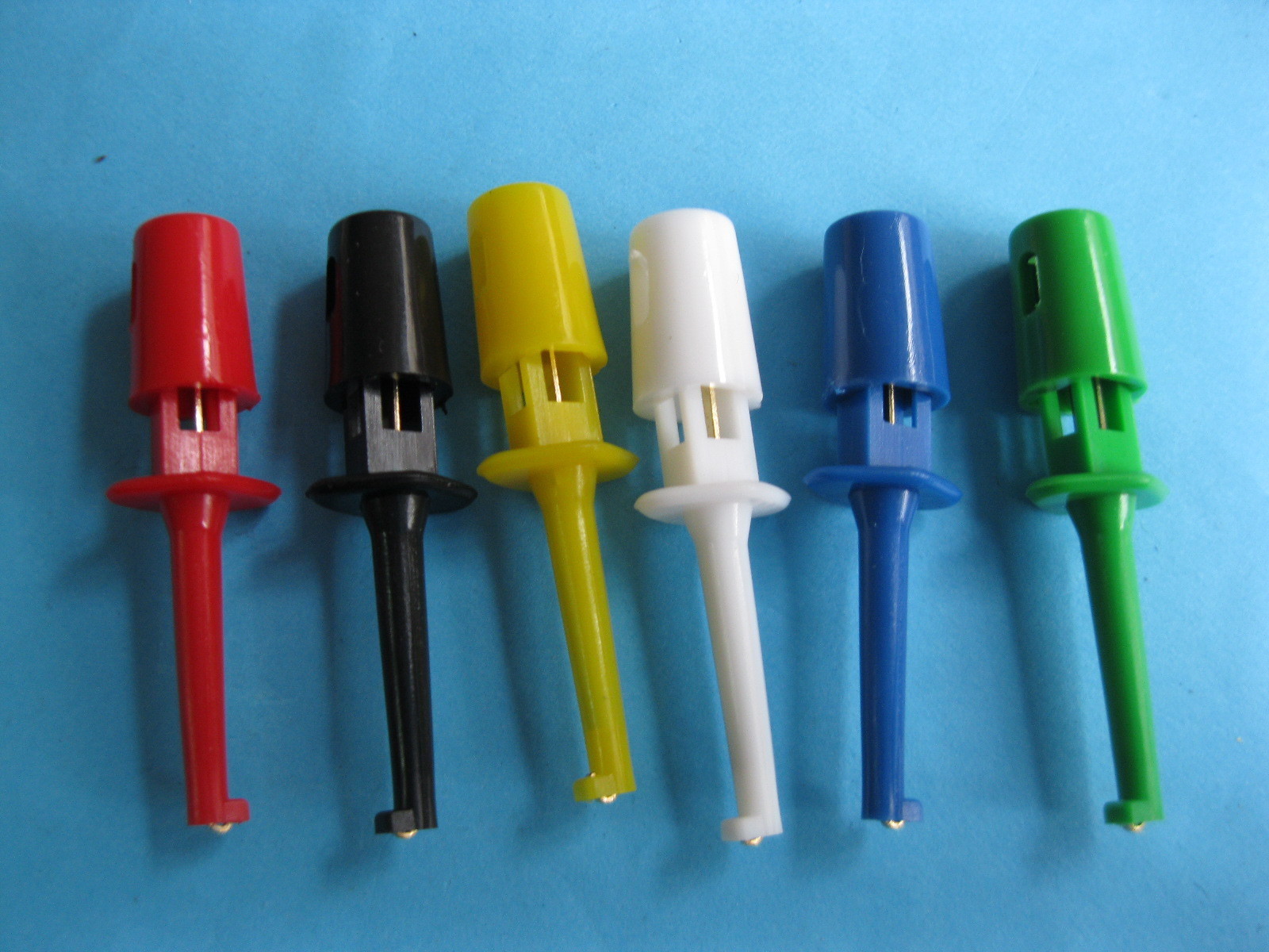 30 pcs 46mm 6 Colors Side Opening Small Grabber Test Probe Single Hook Clip New