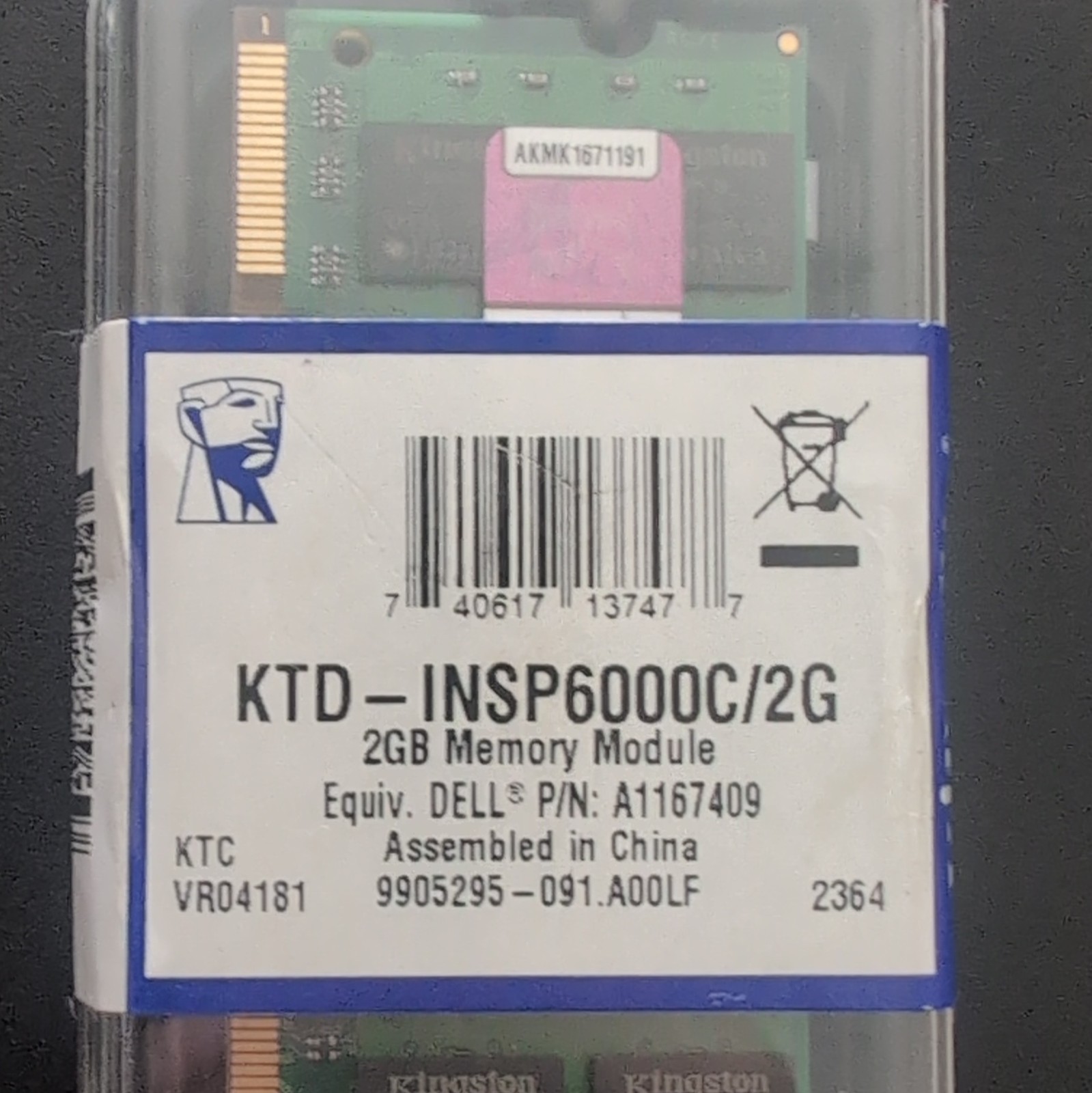 Kingston 2GB DDR2 PC2-4200 SO-DIMM 200-Pin Non-ECC Unbuffered KTD-INSP6000C/2G