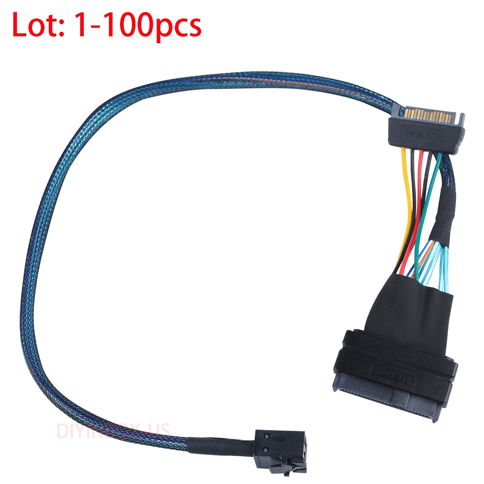 HD Mini SAS SFF 8643 to U.2 SFF-8639 NVMe SSD PCIe Power Cable 12Gb/s Lot 0.5m