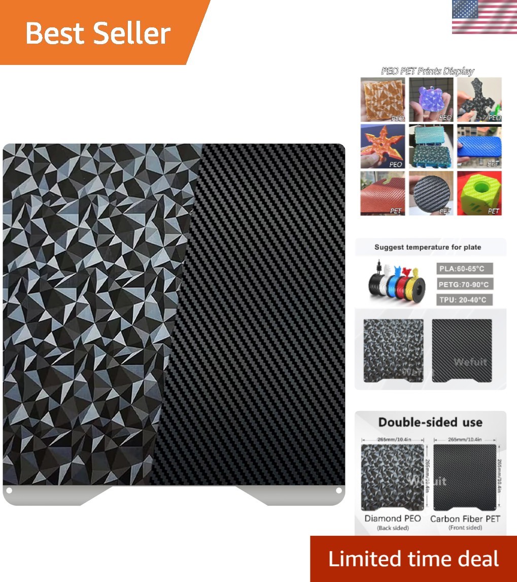 3D Printer Build Plate PET PEO Double Sided Textured Steel Sheet for Creality Hi