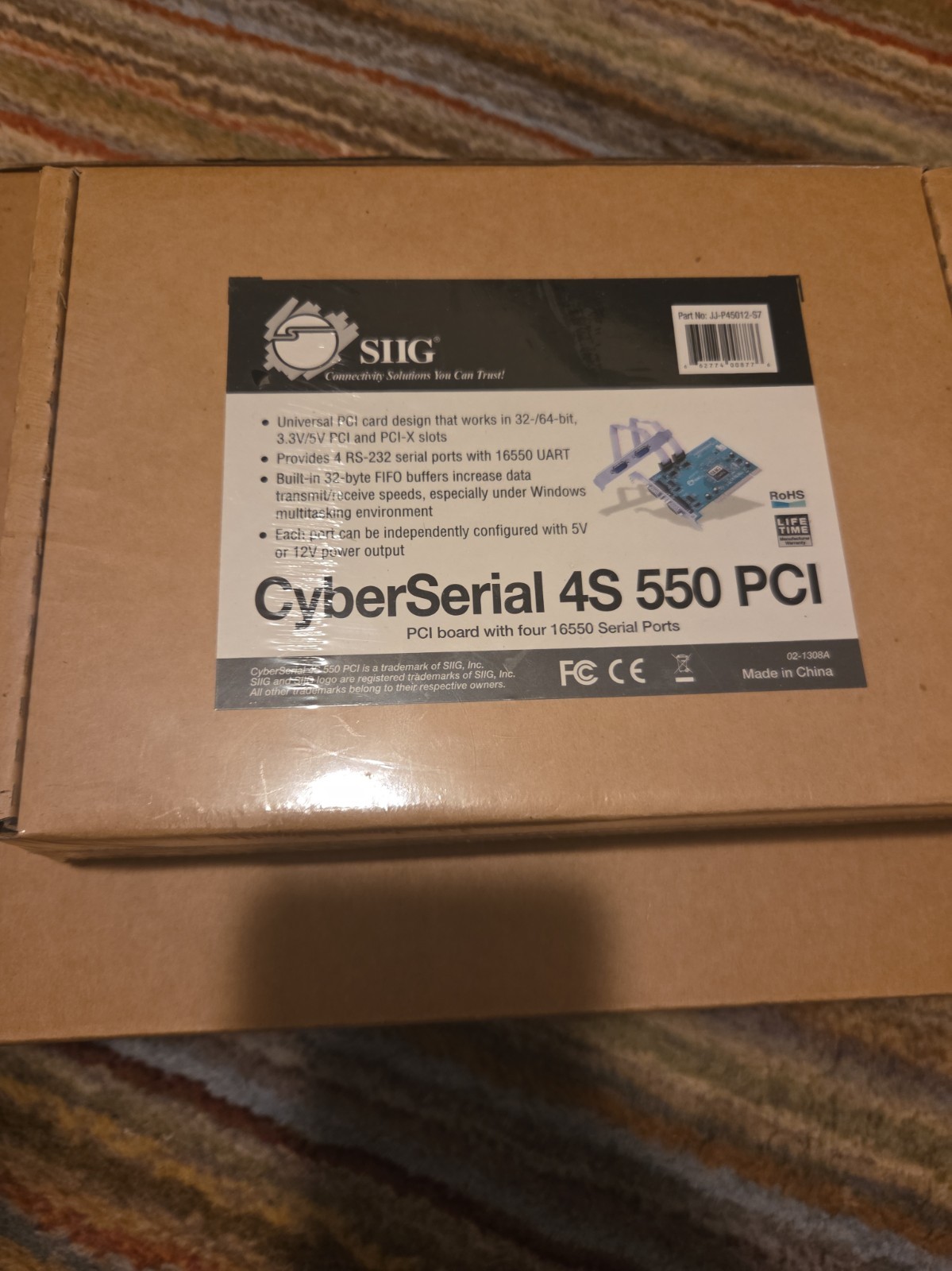 SIIG CyberSerial 4S 550 PCI 4-Port RS-232 Controller IO Card (JJ-P45012-S6)