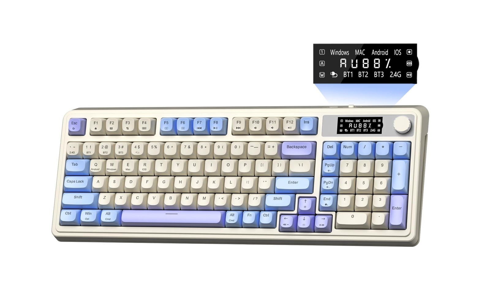 AULA S99 Pro Gaming Keyboard, Cute Creamy Keyboard with Number Pad Smart Scre...