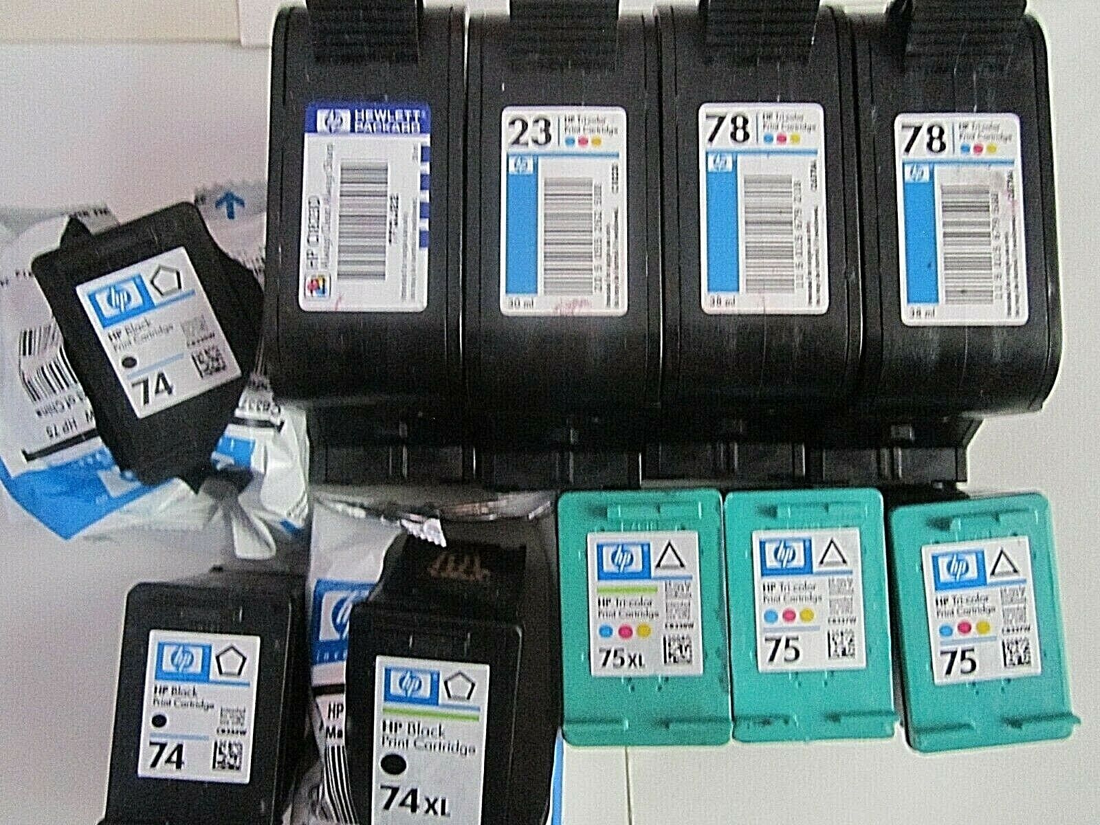 Lot of 14 Empty Ink Cartridges Never Refilled HP 78 75 74 23 + more