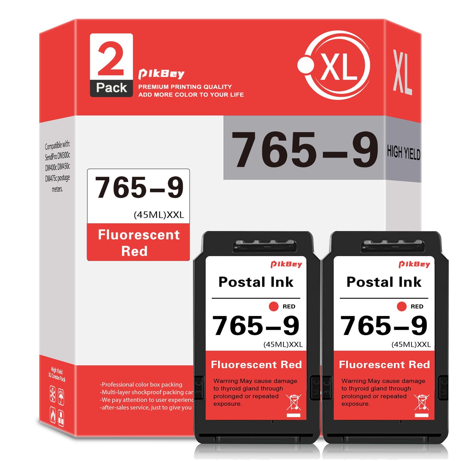 765-9 Red Ink Cartridge High Yield Set (2-Pack) 7659 Ink Cartridges for Pitne...