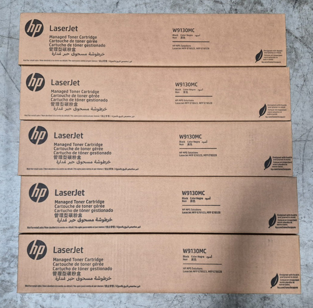 LOT OF FIVE HP W9130MC BLACK TONER