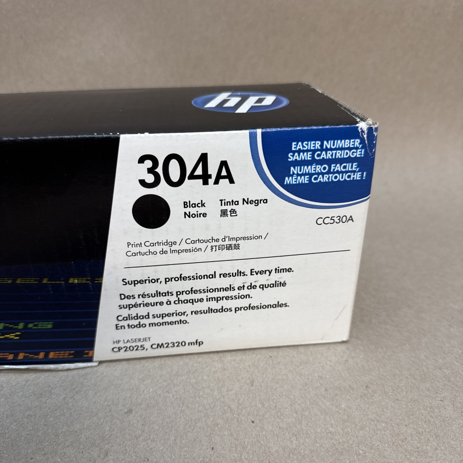 New Open Box HP 304A Black Original LaserJet Toner Cartridge, CC530A