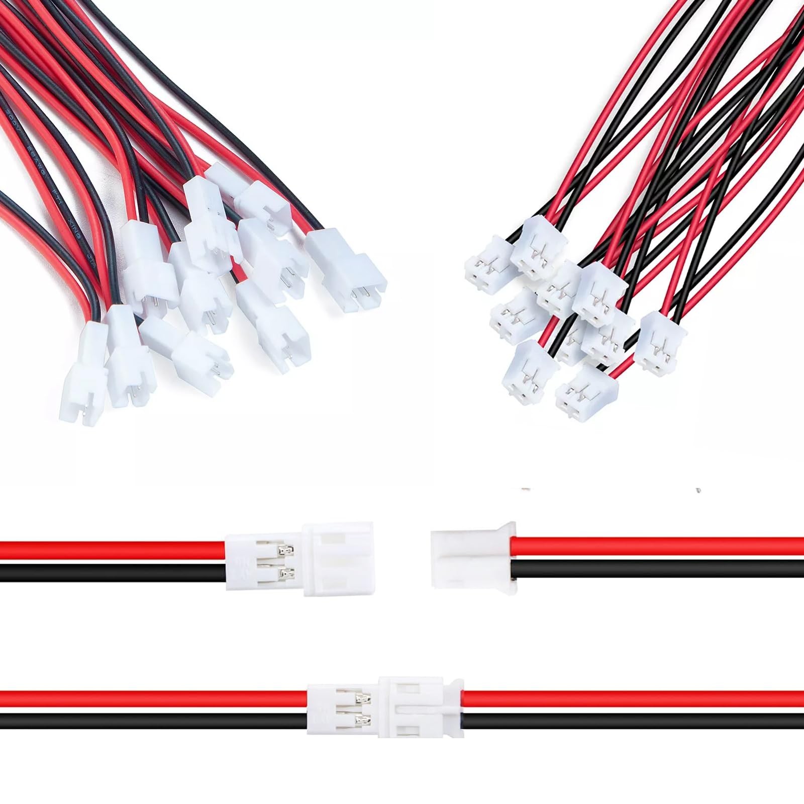 XUGERIP JST PH 2.0mm 2 Pin Connector,20 PCS Male Plug and 20 Female 2 pin