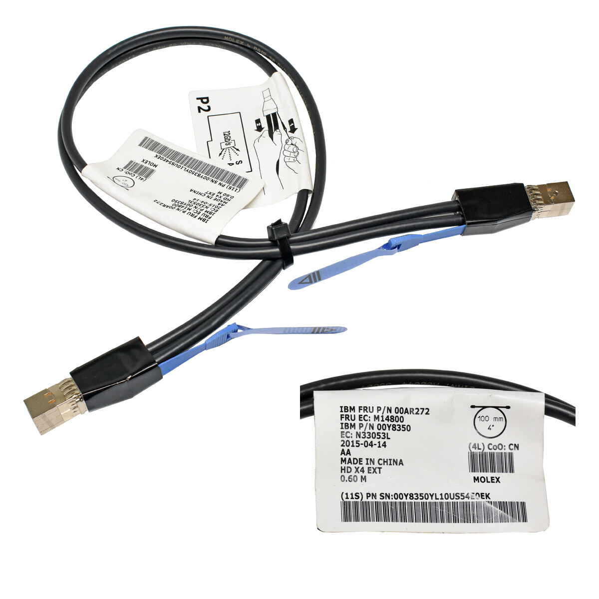 Data Cable 0.6m IBM 12G Mini SAS HD Lead 00AR272 00Y8350 SFF-8644 - SFF-8644