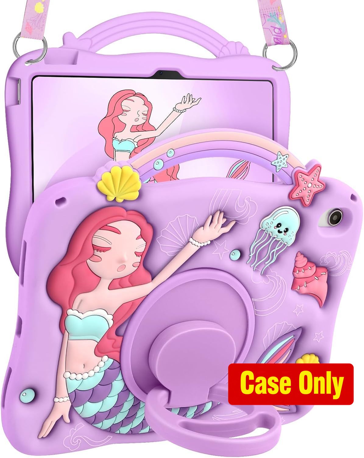 Case for iPad 10th Generation 10.9 Inch - Cute Cartoon Purple Mermaids with Stan