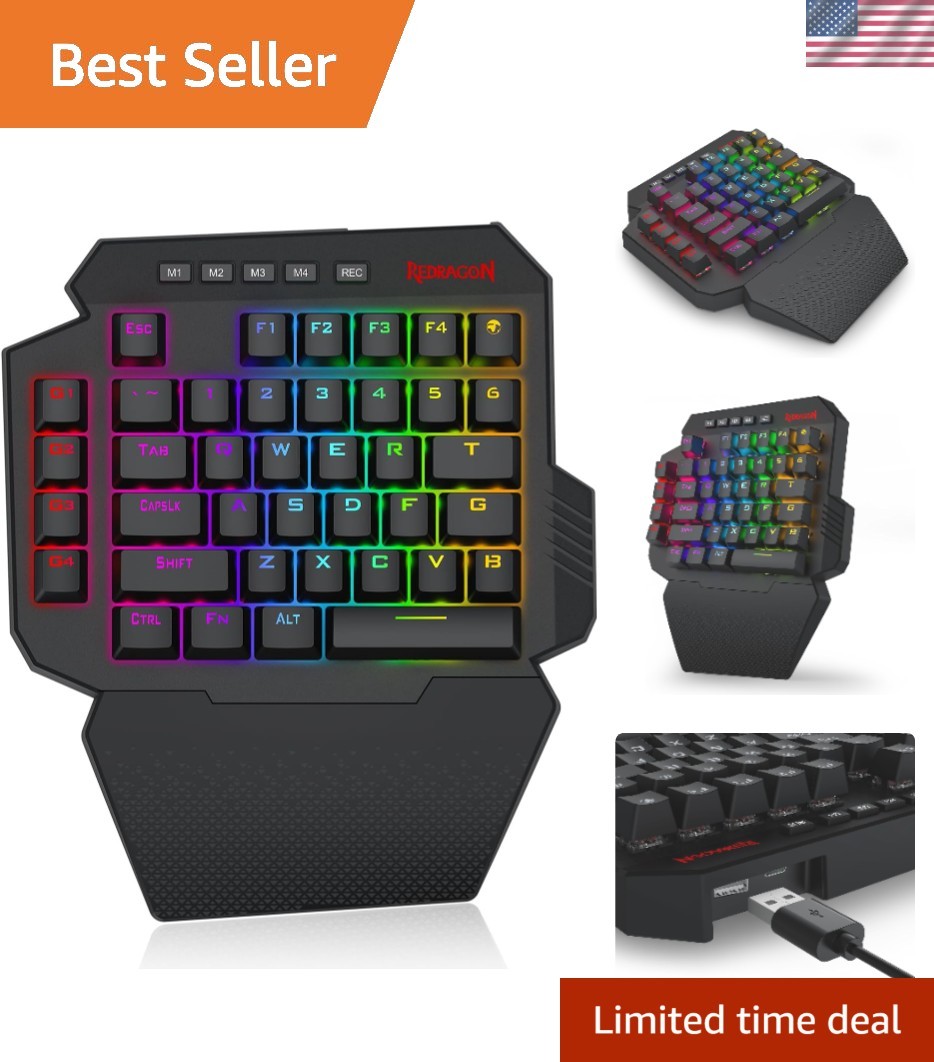 Compact 39-Key USB-C Gaming Keypad with Ergonomic Wrist Rest & RGB Lighting