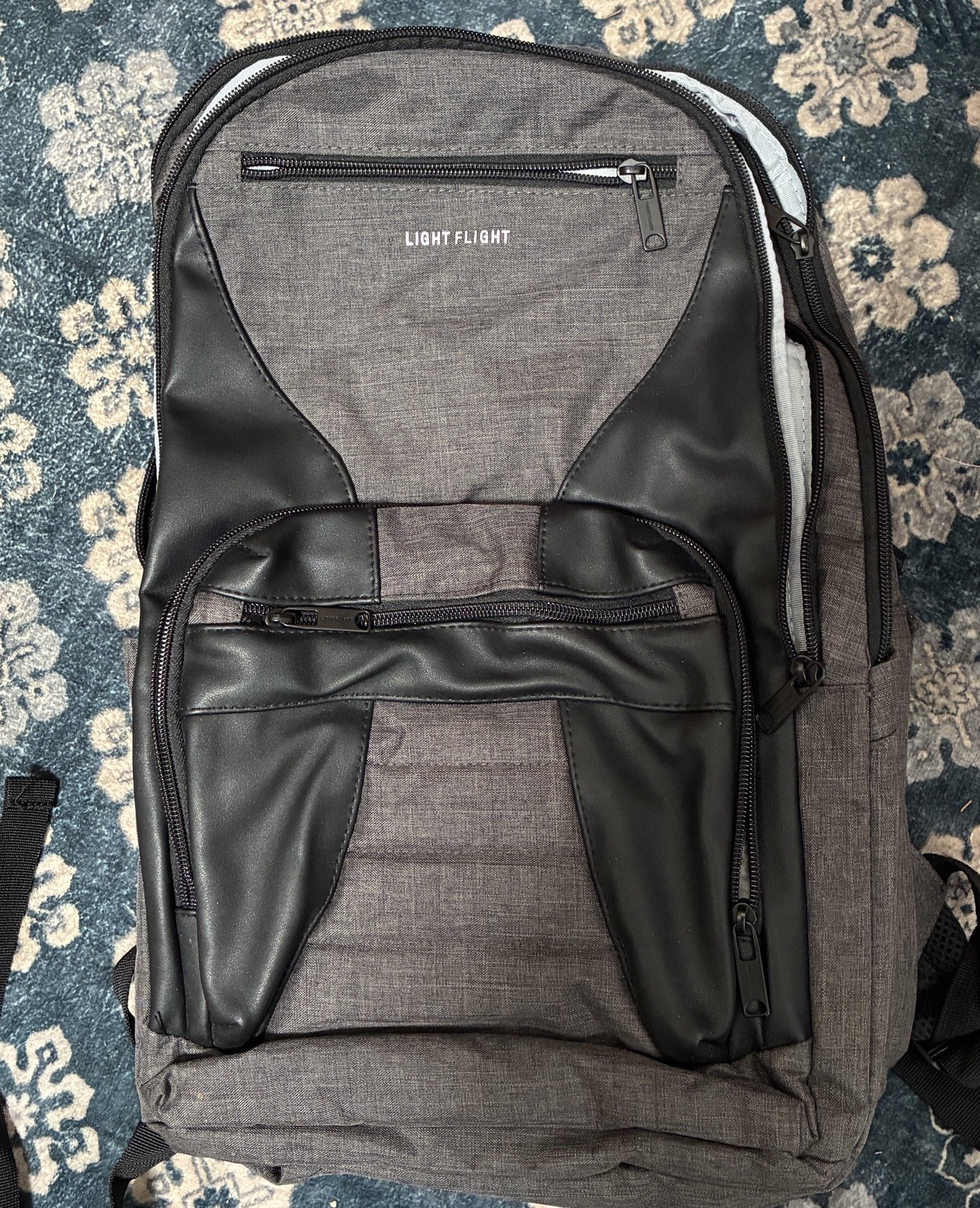 Light Flight Gray Polyester 16in Laptop Backpack Padded 8 compartments 