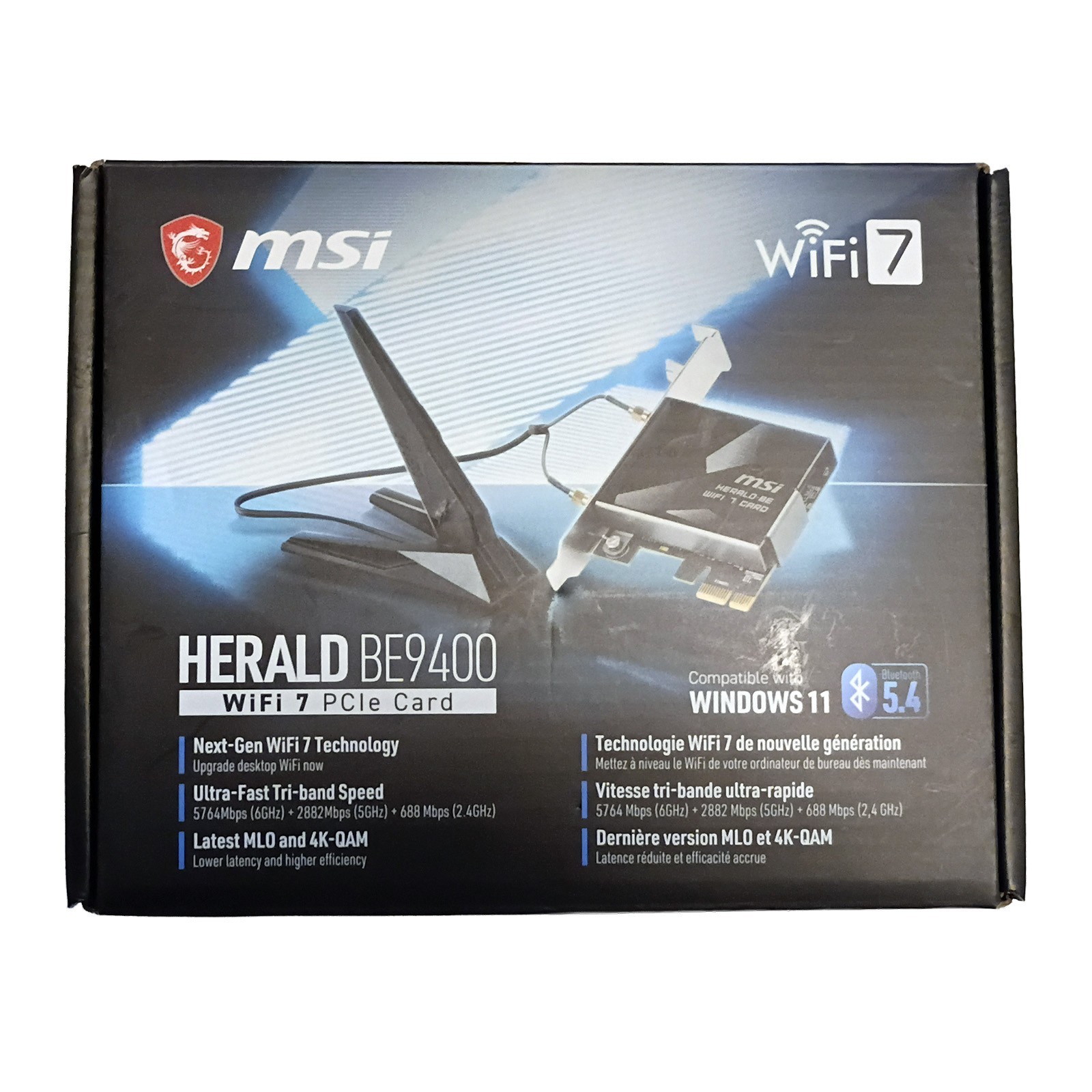 MSI HERALD BE9400 WiFi 7 PCIe Card Bluetooth 5.4 Tri-Band