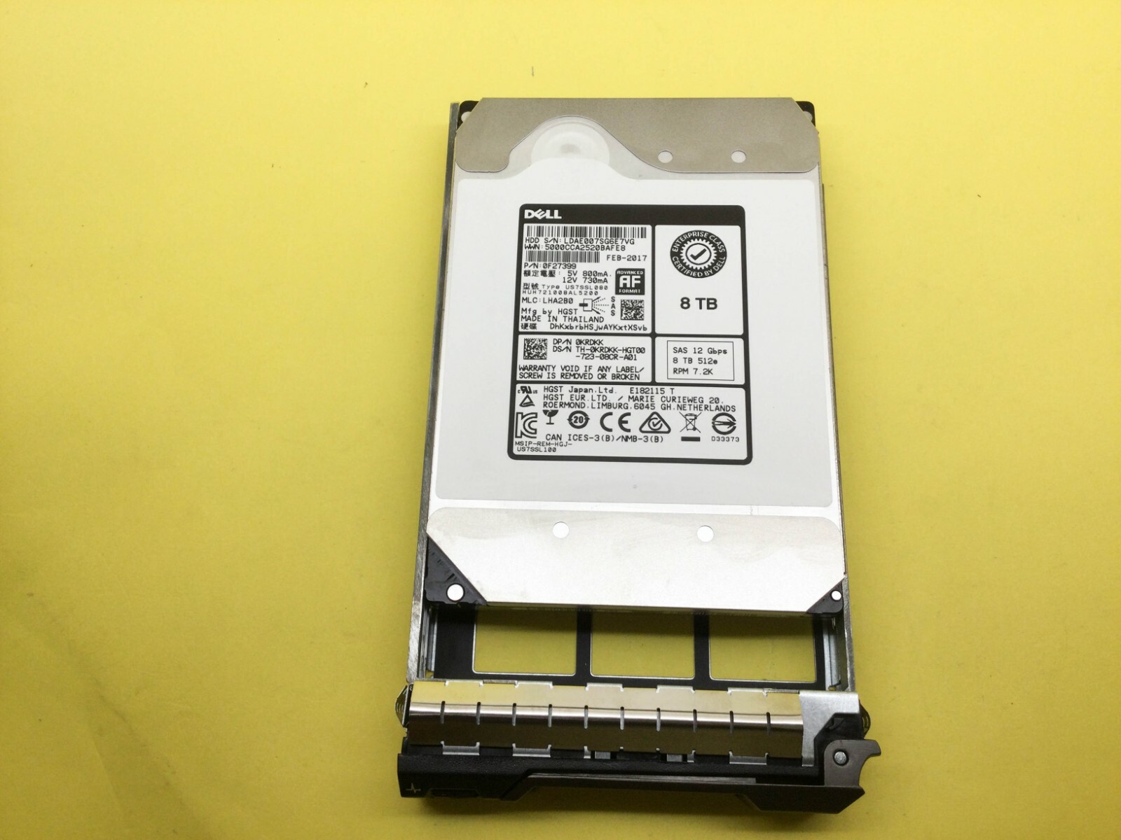 KRDKK DELL 8TB 7.2K SAS 12Gb/s 3.5in 512e Enterprise HDD HUH721008AL5200 0KRDKK