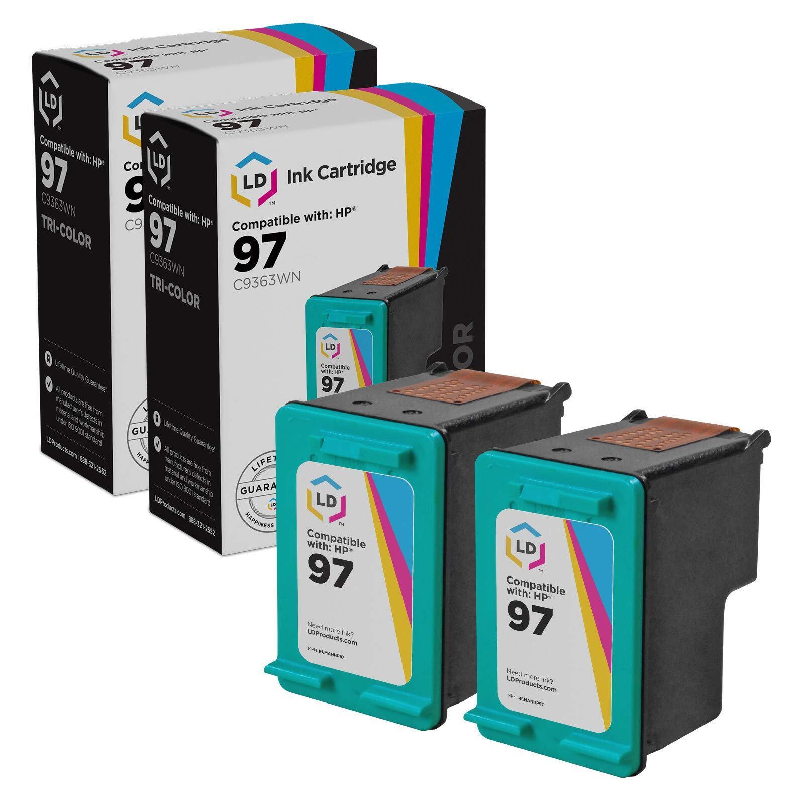 LD Reman Replacements for HP 97 C9363WN Pack of 2 Color Ink Cartridges