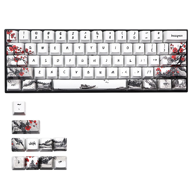 Novelty Allover Dye Subbed Plum Blossom 71 Key Profile Keycap for GH60 RK619333