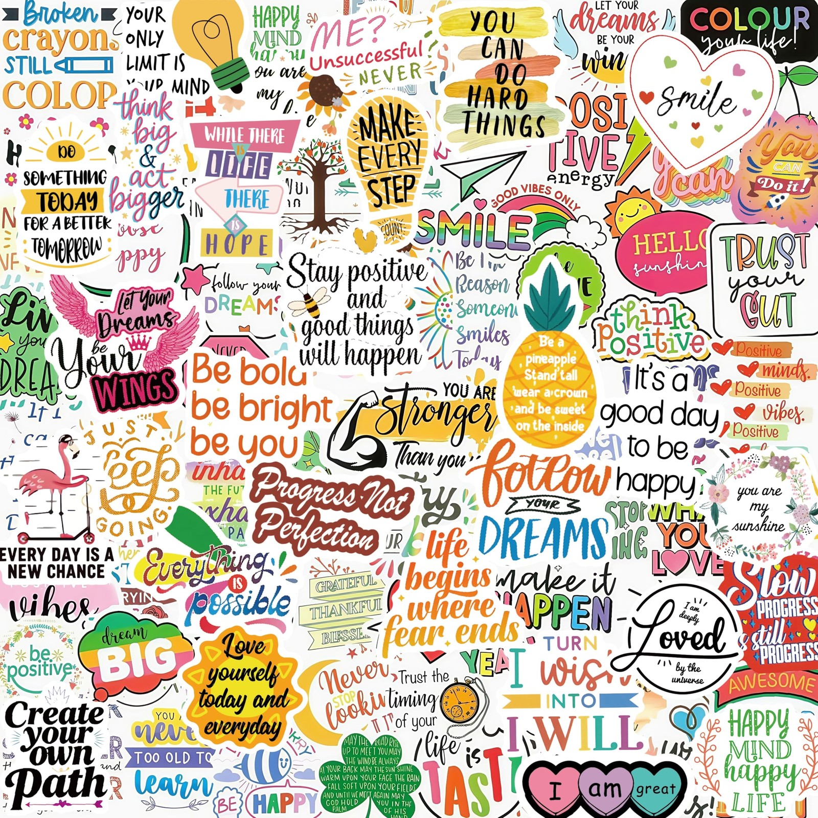 300Pcs Motivational Stickers, Inspirational Stickers for Adults Yellow