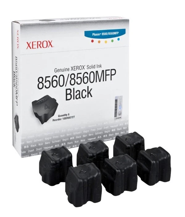 Xerox 108R00727 Black Solid Ink 6 Pack Phaser 8560 Genuine New Sealed Box