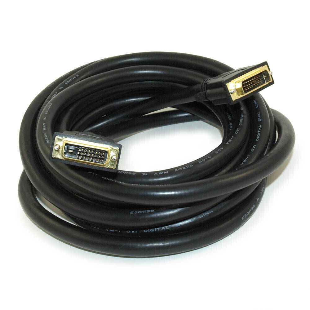 15ft DVI-D Dual Link DIGITAL (26 AWG) Male to Male Gold Plated Cable