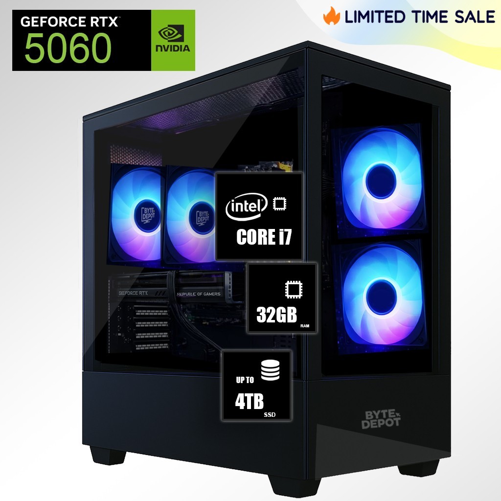 Gaming PC Desktop Computer i7, 32GB RAM Up to 4TB SSD NVIDIA GeForce RTX 5060