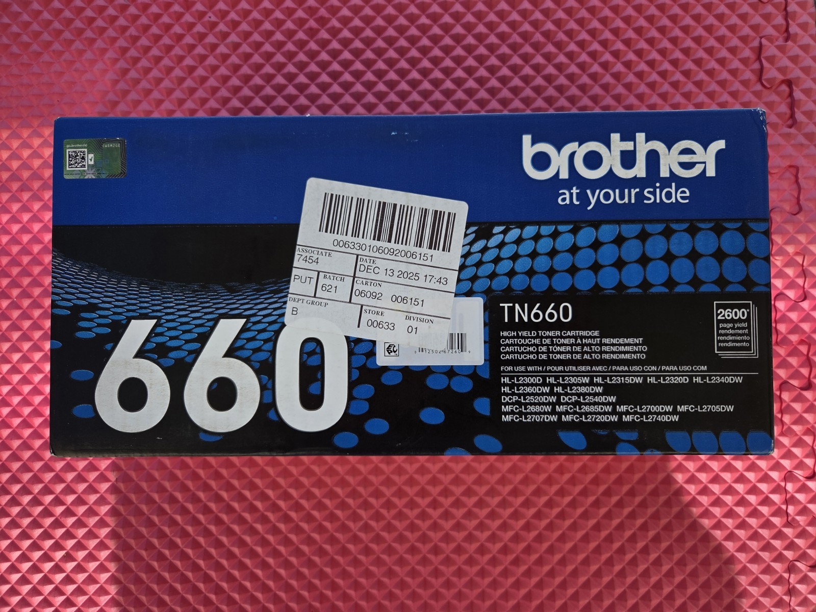  NEW Brother TN660 Genuine Original High Yield Black Toner Cartridge 2600 Pages