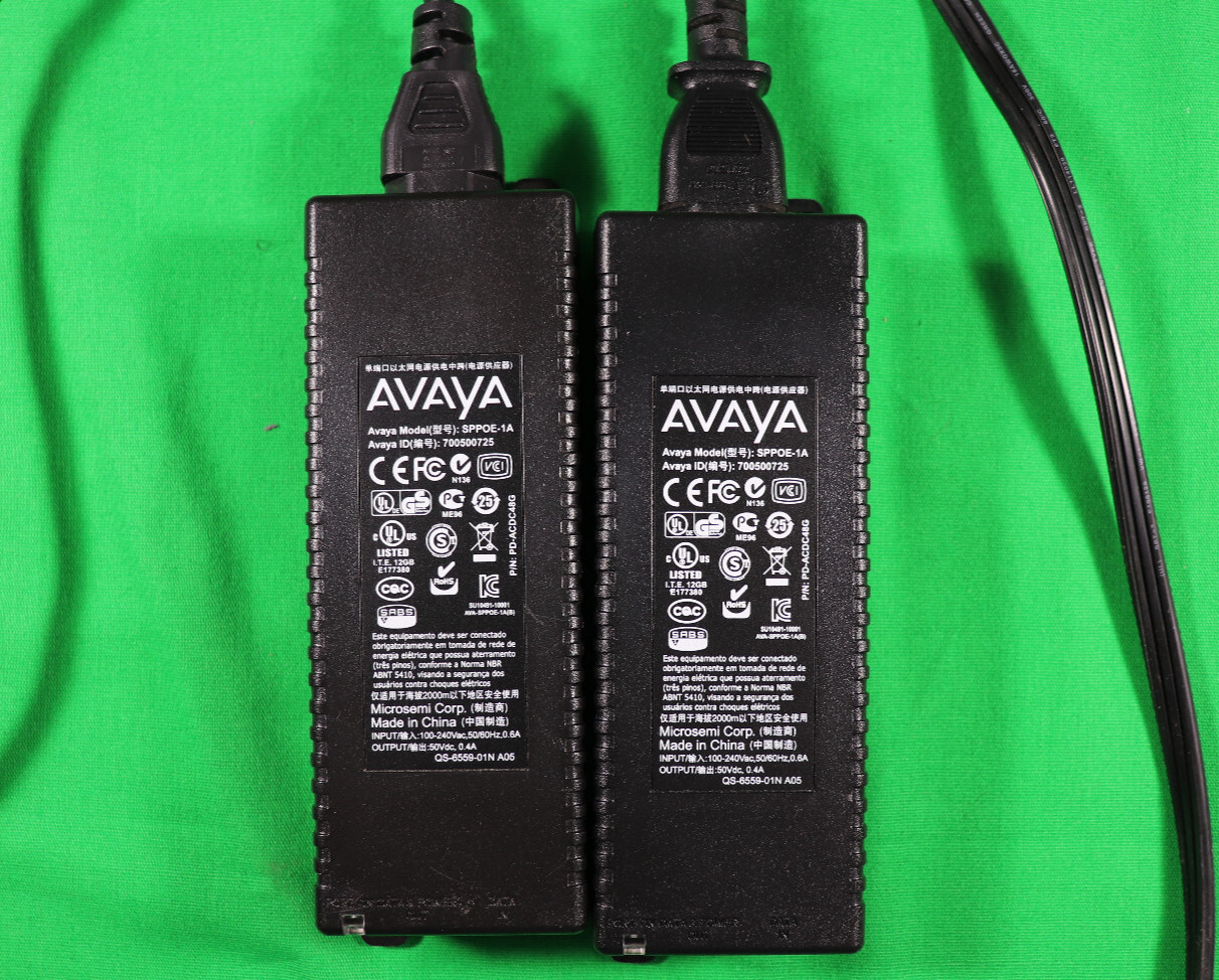Avaya PoE Power Injector Adapters SPPOE-1A IP Phone Single Port - Pair