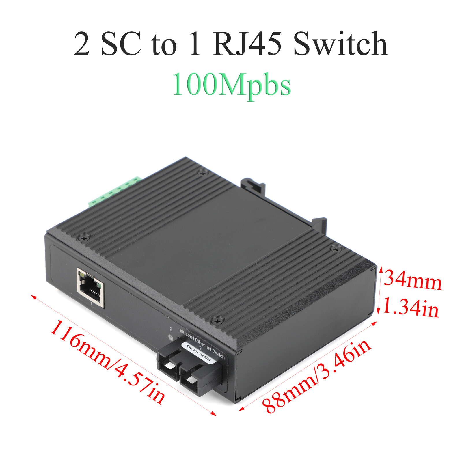 1PCS Industrial POE Switch 100M/1000M  Dual-fiber SC Interface Transceiver